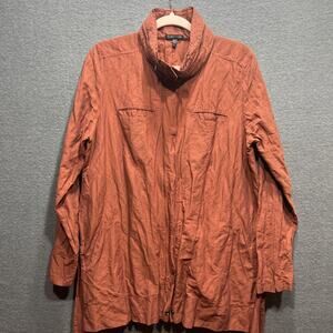 Eileen Fisher Hidden Hood Metallic Lightweight Jacket Rush Dusk Women Size L